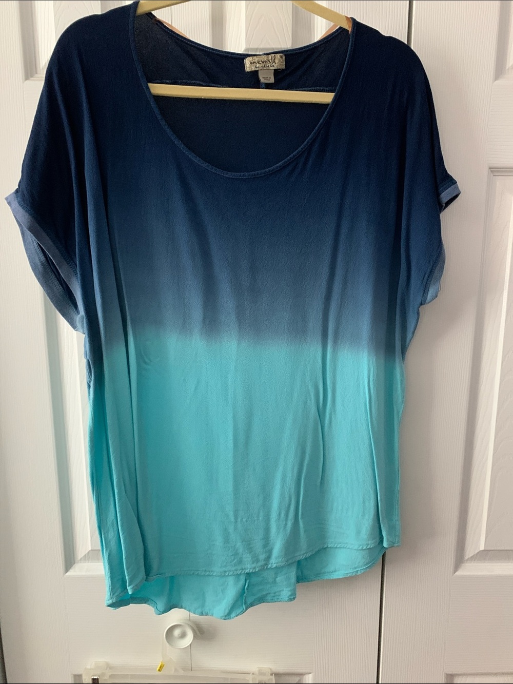 Blue Ombre Scoop Neck Women's Top